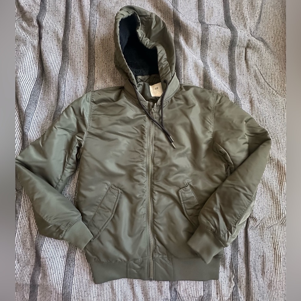 H&M Men's Army Green  Bomber Jacket